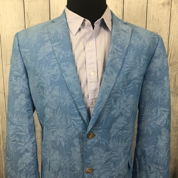Saddlebred Other - Saddlebred 46R Blue Floral 2-Button Sports Coat